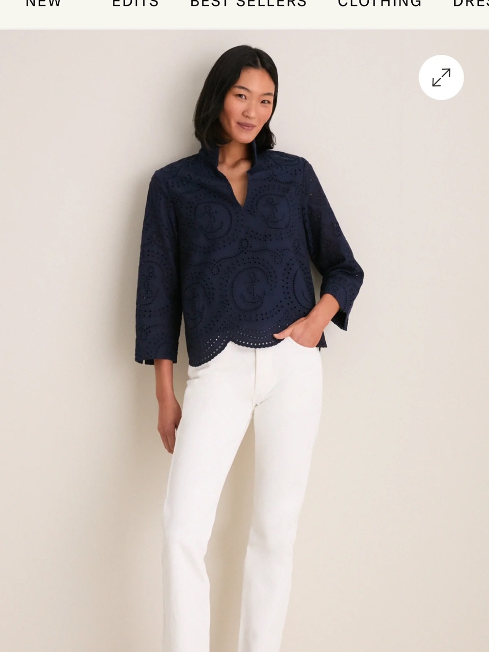 Tuckernuck Navy Eyelet Split-Neck Tunic